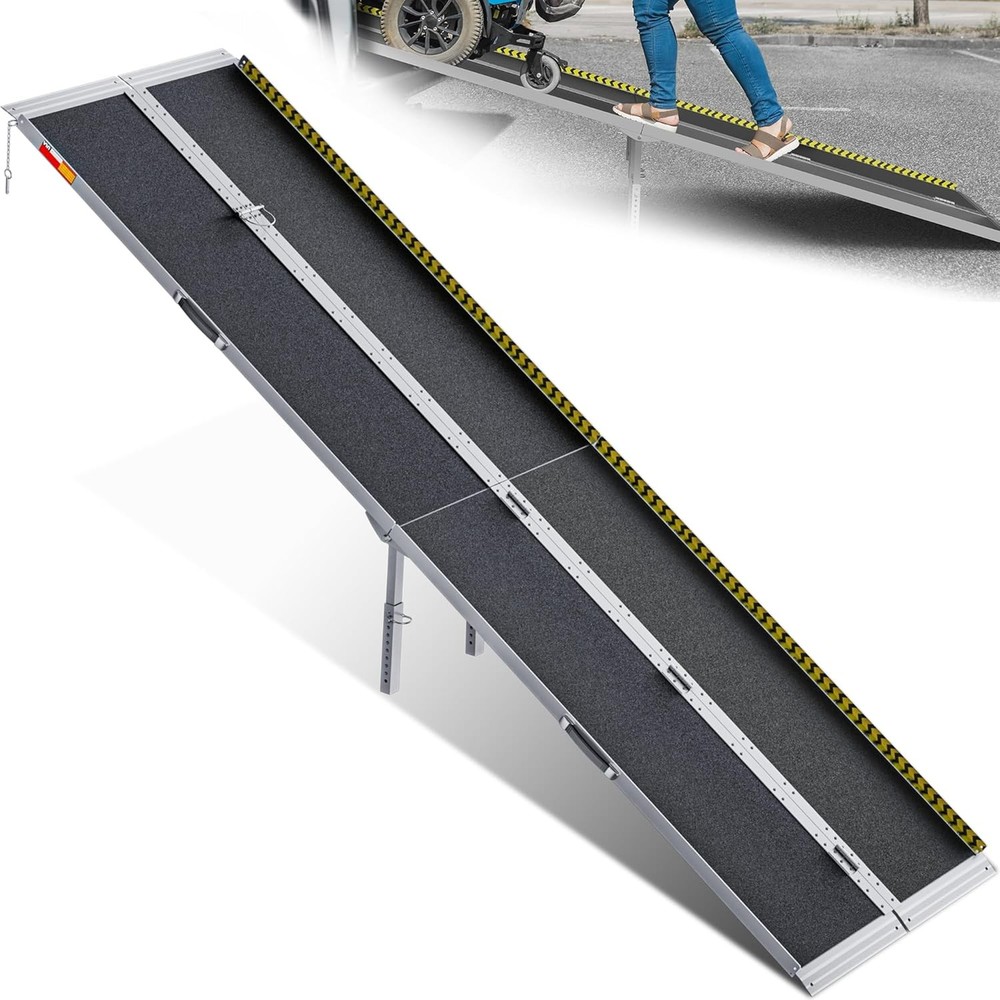 10FT Aluminum Multi-Folding Wheelchair Ramp Briefcase Style Portable Heavy Duty