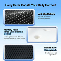 Ergonomic Memory Foam Seat Cushion Hemorrhoid Pillow for Hip Sciatica and Tailbo