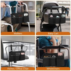 Wheelchair Side Bag, Armrest Accessories Storage with Reflective Stripe and C…