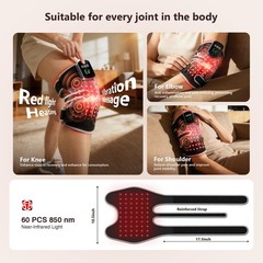 3-in-1 Red Light Therapy Knee Brace, 240 LEDs, Infrared Heat & Vibration Massage