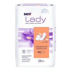 Seni Lady Moderate Female Incontinent Pad Regular Length 10″ L S-3P28-PS1 56 Ct