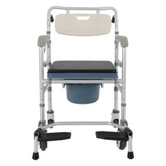 Bedside Commode Chair, Rolling Shower Wheelchair, Foldable Height Adjustable