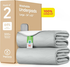 ® Washable Underpads 34″ X 52″ Pack of 2 Heavy Absorbency Reusable Bedwetting In
