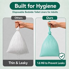 Bedside Commode Liners with Absorbent Pads Bulk Pack, 200 Liners + Pads for E…