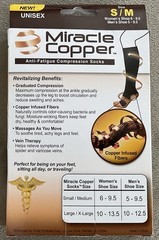 Miracle Copper Anti-Fatigue Compression Socks Black S/M As Seen On TV