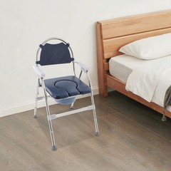 Foldable Toilet Chair, Toilet Chair with Padded Seat Plate and Toilet Bucket