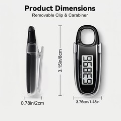 3D Step Counter Pedometer with Clip & Carabiner – Accurate Fitness Tracker for S