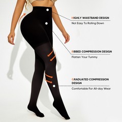 15-20 mmHg Compression Pantyhose for Women – High Waist Light Support Tights
