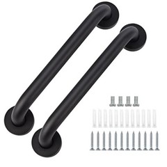 2 Pack Bathroom Grab Bar 12 Length Black Shower Safety Grab Bar 1 Inch Diameter