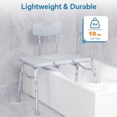 Tub Transfer Bench for Bathtub, 400 Lbs Heavy Duty Shower Chair with Backrest, S