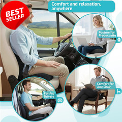 Memory Foam Trucker Seat Cushion w/ Lumbar Support for Driving Back Pain – US