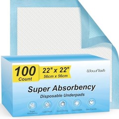 100 Count 22” x 22” Super Absorbency Disposable Underpads, Leakproof Quick Dr…