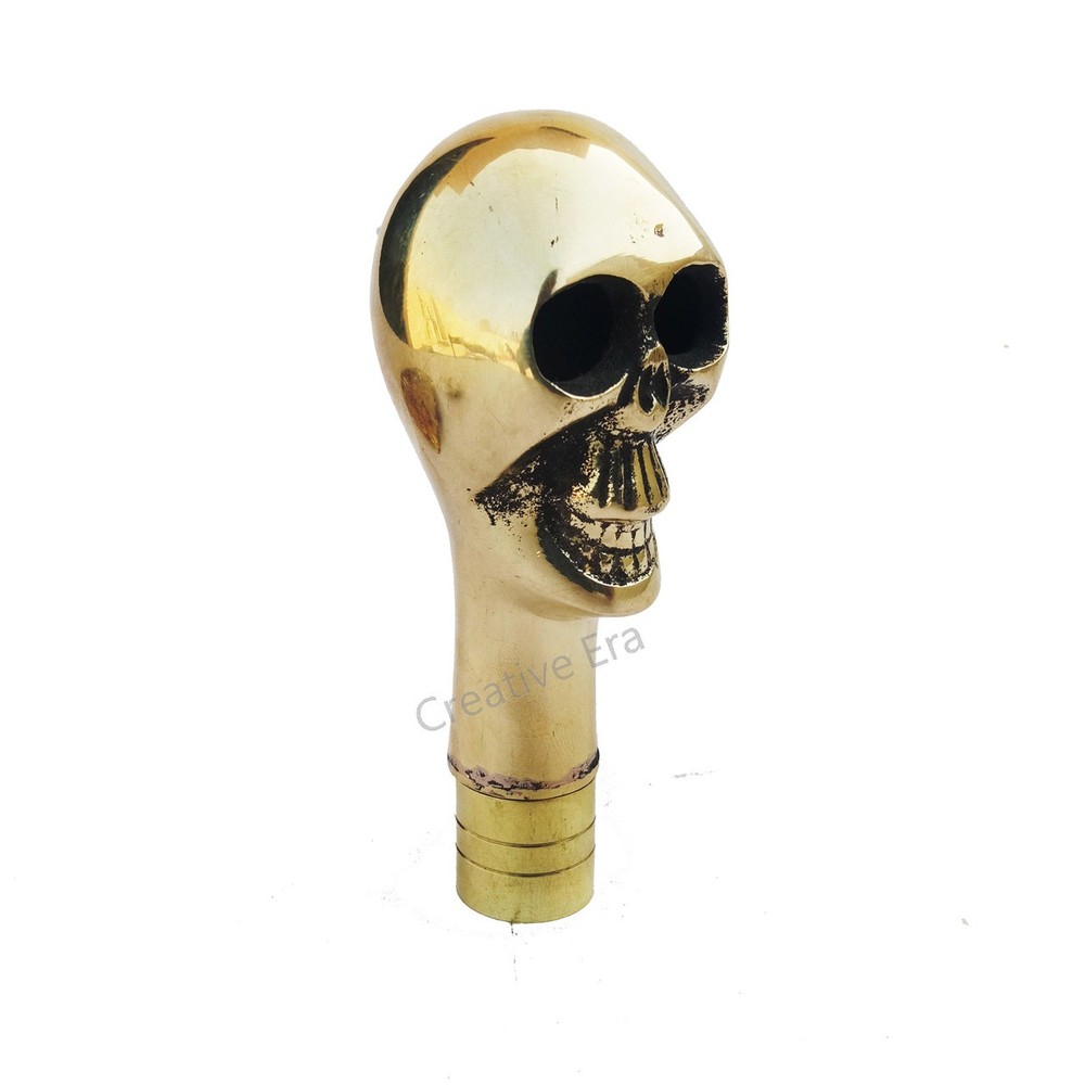 Vinatge Antique Brass Skull Head Design Handle Victorian For Walking Stick cane