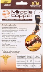 New! Miracle Copper Compression Socks – Black, Size S/M