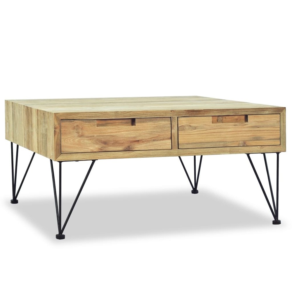 Coffee Table End Table Accent Sofa Table with 2 Drawers Solid Teak vidaXL