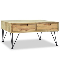 Coffee Table End Table Accent Sofa Table with 2 Drawers Solid Teak vidaXL