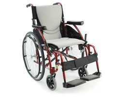 Karman S-115 25 lbs Ultra Light Ergonomic Wheelchair with Removable Footrest,Red