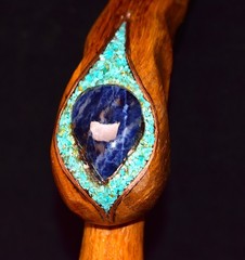Sodalite and Turquoise on Oak