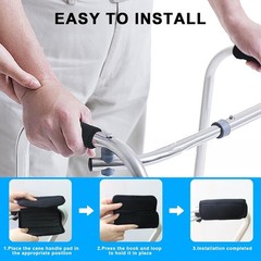 2 Pack Walker Handle Cushions – Grip Covers Pads – Padded Hand Black