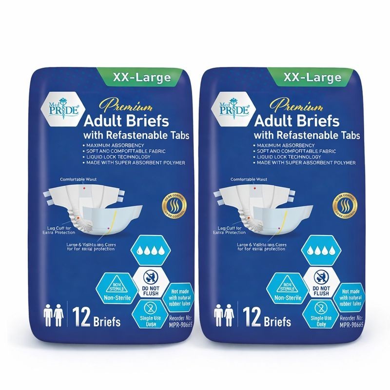 MED PRIDE Adult Diapers XXL Maximum Absorbency Incontinence Briefs Tabs