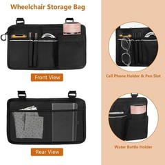 Wheelchair Side Bag, Armrest Accessories Storage with Reflective Stripe and C…