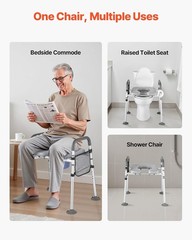 Bedside Commode Chair 4-in-1 Raised Toilet Seat Adjustable Height 500 lbs