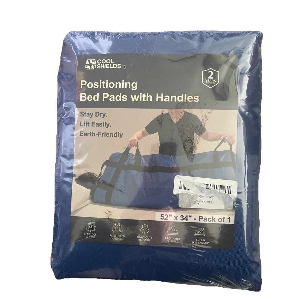 CoolShields Positioning Bed Pad with 8 Reinforced Handles 34″ x 52″ Washable NWT