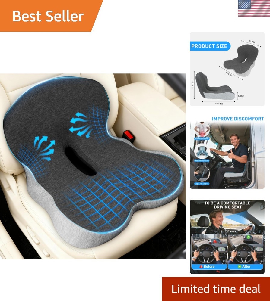 Comfortable & Breathable Driving Seat Cushion for Truck and Office – Dark Gray