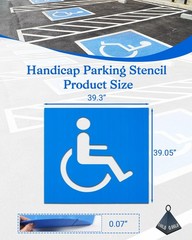 Handicap Parking Stencil Plastic Reusable Lot 39×39 Inch ADA Wheelchair Sign