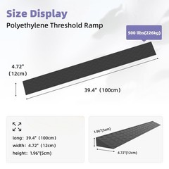2 Inch Rise Threshold Ramp Doorways Wheelchair Home AntiSlip 39×4.72×2 Inch