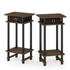 Furinno Turn-N-Tube Tall End Table Columbia Walnut/Black/Dark Brown