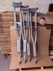 Adjustable Aluminum Standard Crutches with Handgrip, Gray , Adult