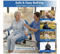 Sliding Shower Chair Tub Transfer Bench with 360 Swivel Seat