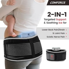 COMFORCE Sacroiliac Hip Belt, Dual Adjustable Compression with Ice XL, Black