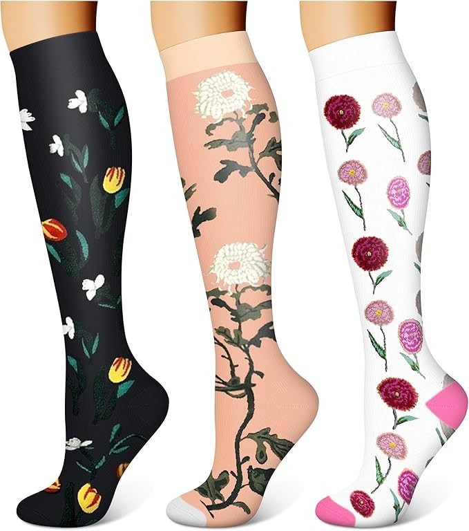 3 Pairs Compression Socks for Women & Men 15-20 mmHg,Best Support Nurses Running