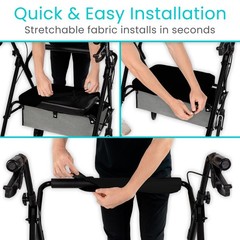 Vive Rollator Walker Seat and Backrest Covers – Removable Washable Black