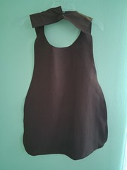 Patchwork Sports/dark brown Adult Bib, Handmade , 35 1/2” by 21 ½”, reversible