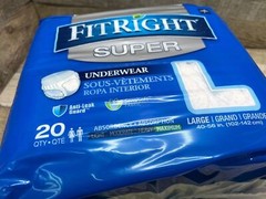 FitRight Ultra Underwear Unisex 40-56 in.(102-142cm) Large 20 Count Unopened