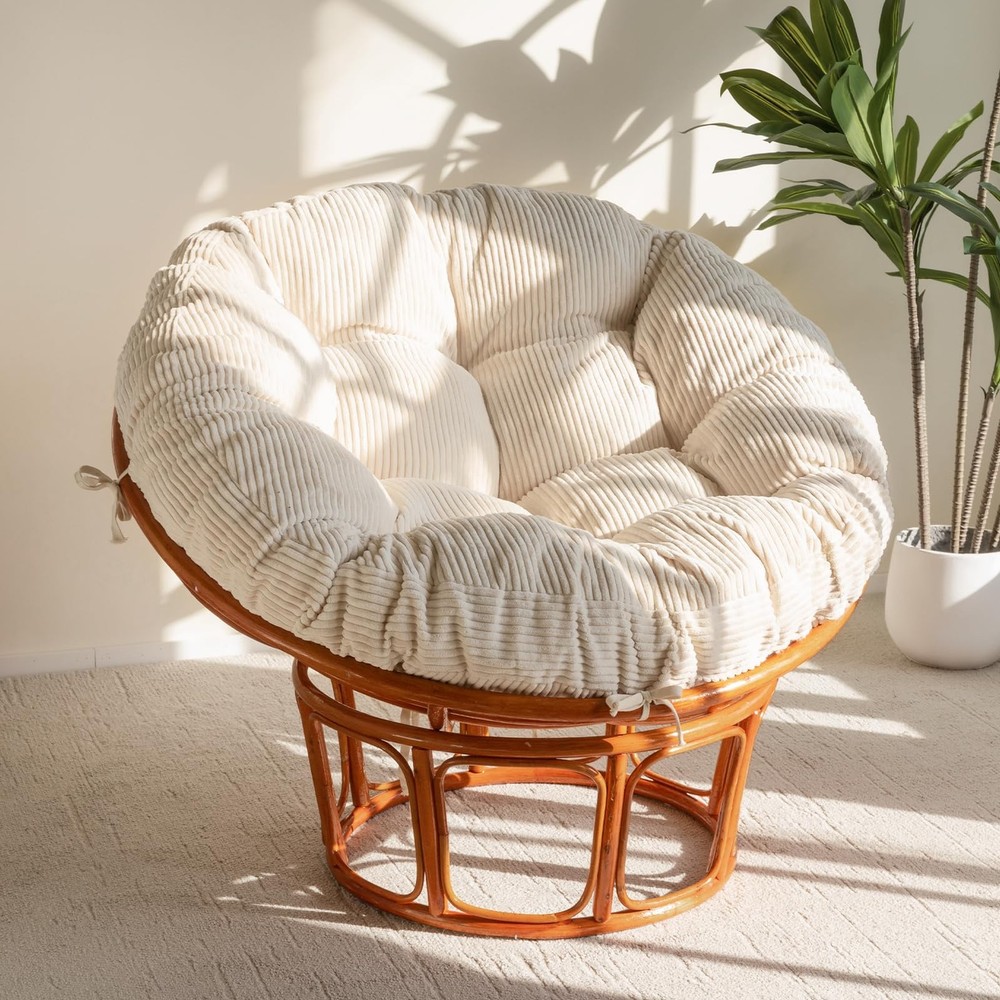HIGOGOGO Papasan Chair Cushion with Corduroy Cover (Without 48inch, Beige