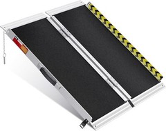 3FT Portable Home Wheelchair Ramp Anti-Slip Aluminum Steps Folding 600 LBS