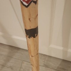 Handcrafted Wooden Walking Stick Cane , Painted Bands