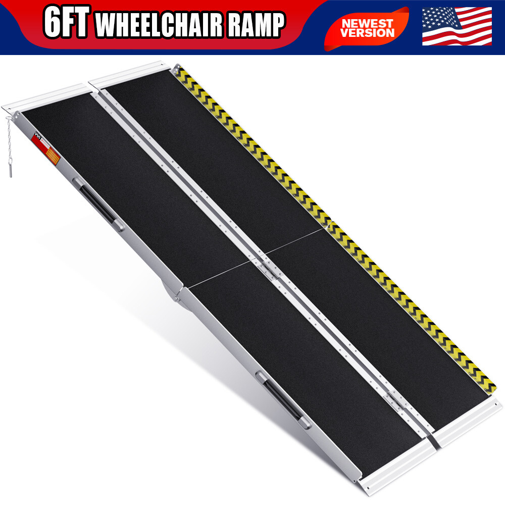 6 FT Folding Aluminum Wheelchair Ramp Portable Mobility Scooter Non-Slip 600 LBS