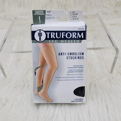 Truform Anti-Embolism Stockings Below Knee Closed Toe 18 mmHg Medium Black NIB
