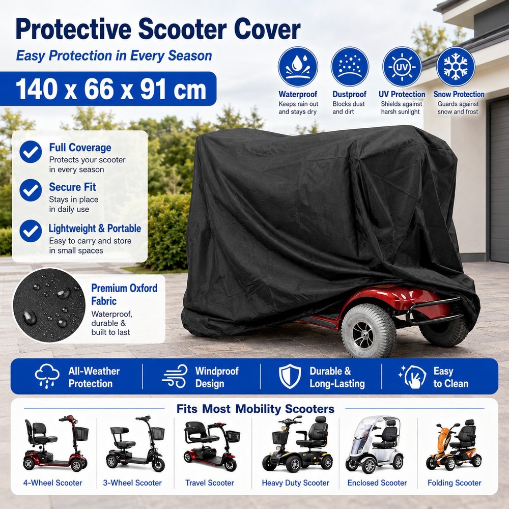 All Season Mobility Scooter Cover 55in Waterproof Heavy Duty Wheelchair Rain Sun