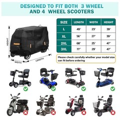Upgraded Mobility Scooter Storage Cover, 600D Heavy Duty Scooter Weather Cove…