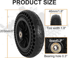 8″x 1.8″ Electric Wheelchair Front Casters – 8 Inch Honeycomb Solid Tire Wheel A