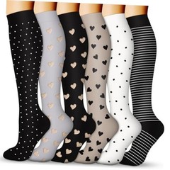 Compression Socks for Large-X-Large 032 Black/Grey/Black/Nude/White/Black