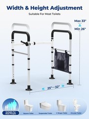 WHLICKS Toilet Safety Rails, Height & Width Adjustable Detachable Toilet Safe…