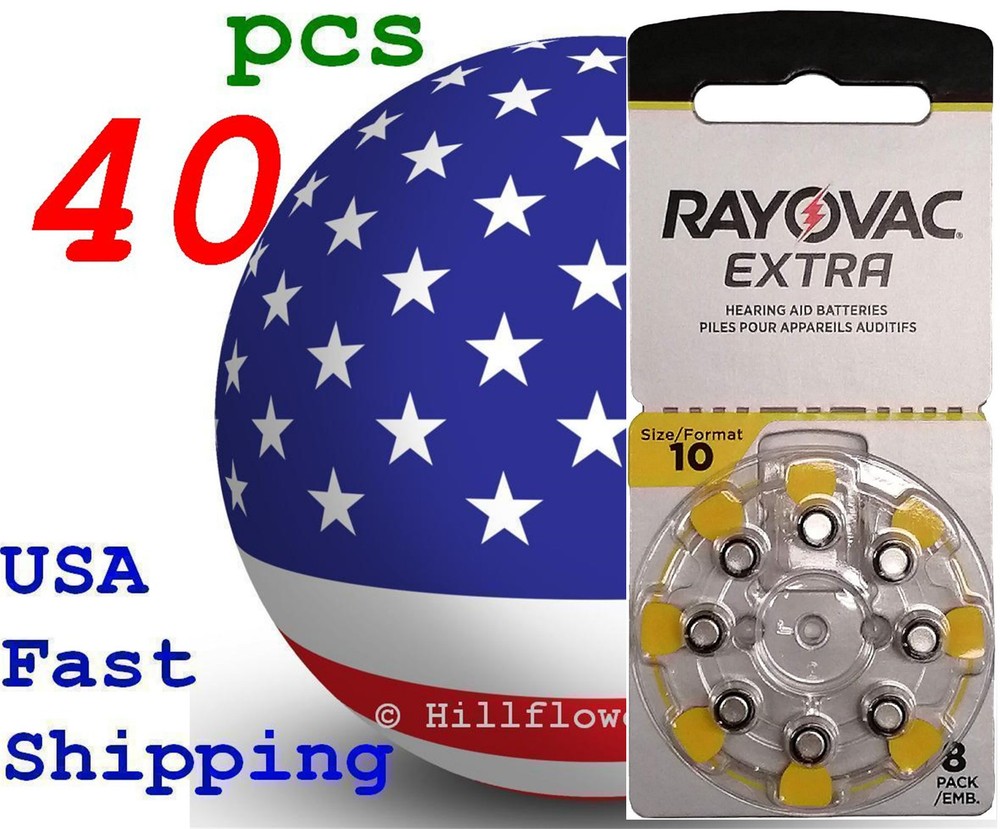 40 X A10 10 Size 10 PR70 Rayovac Extra Card 1.5V Zinc Air Hearing Aid Battery