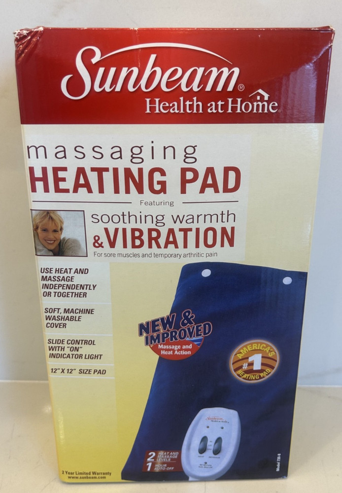 Sunbeam Health At Home Massaging Heating Pas Soothing Warmth & Vibration 12 x 12